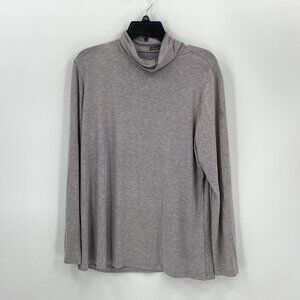 J Mclaughlin Silver Metallic Turtleneck Lightweight Shirt Blouse Womens XL